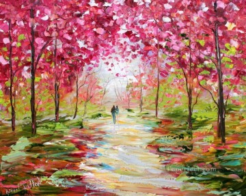 風景 Painting - ロマンス風景紫の森の森